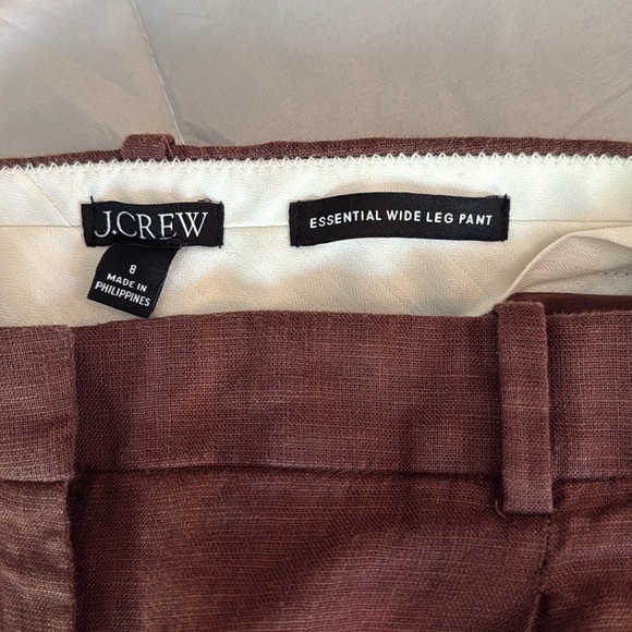 J.Crew Wide Leg Essential Pant Linen Roasted Cocoa US 8 - Picture 2 of 8